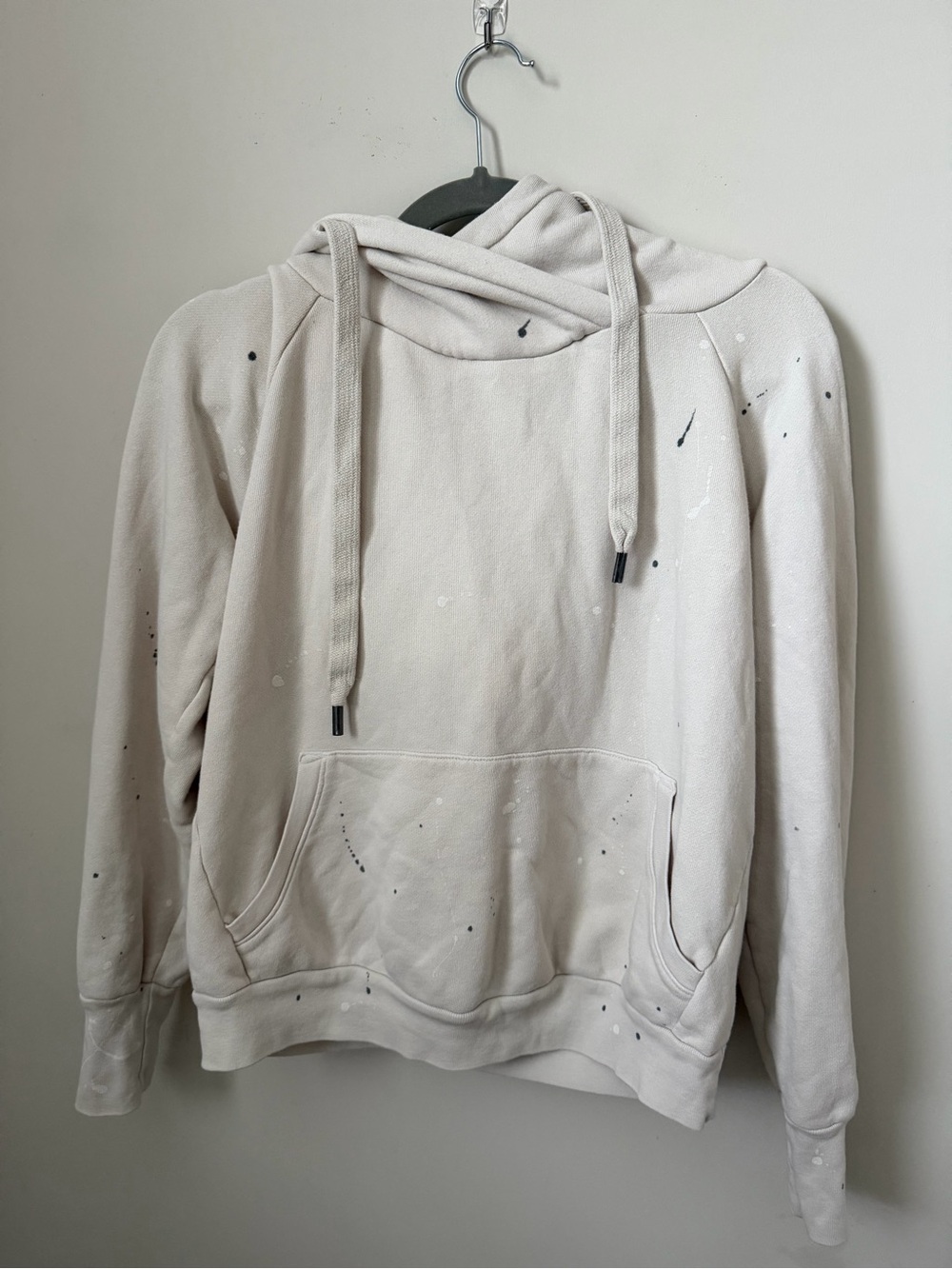 NSF Cream Crewneck Hoodie with Paint-Splatter Detail